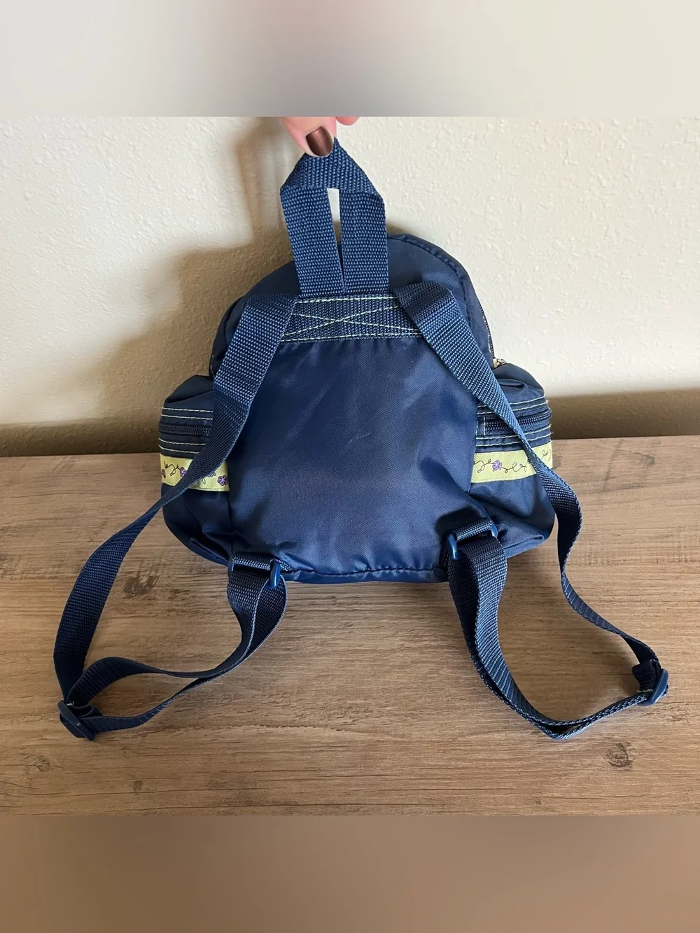 VTG Disney Winnie the Pooh Mini Backpack 90’s Y2K Blue Nylon Side Zip Pockets